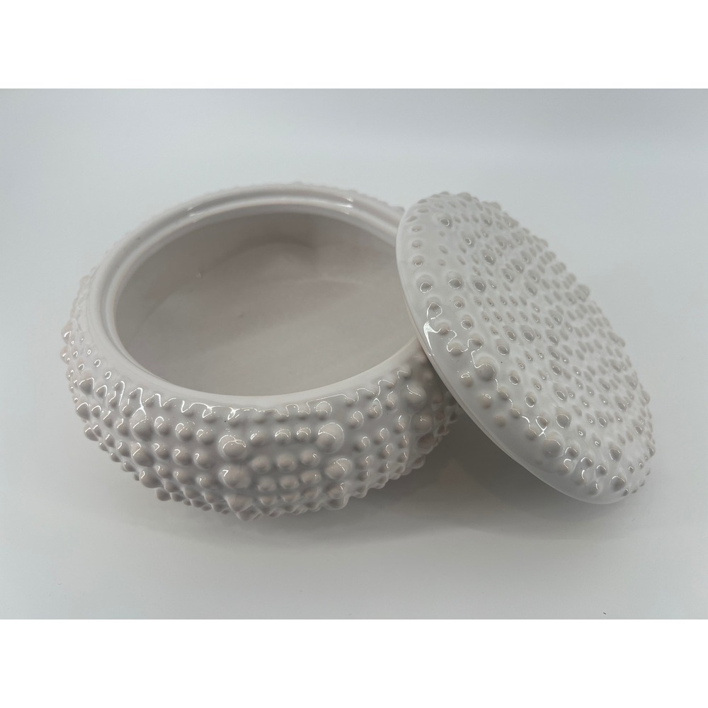 Ashland Ceramic Sea Urchin Hobnail Decorative Trinket Jar with Lid Off-White